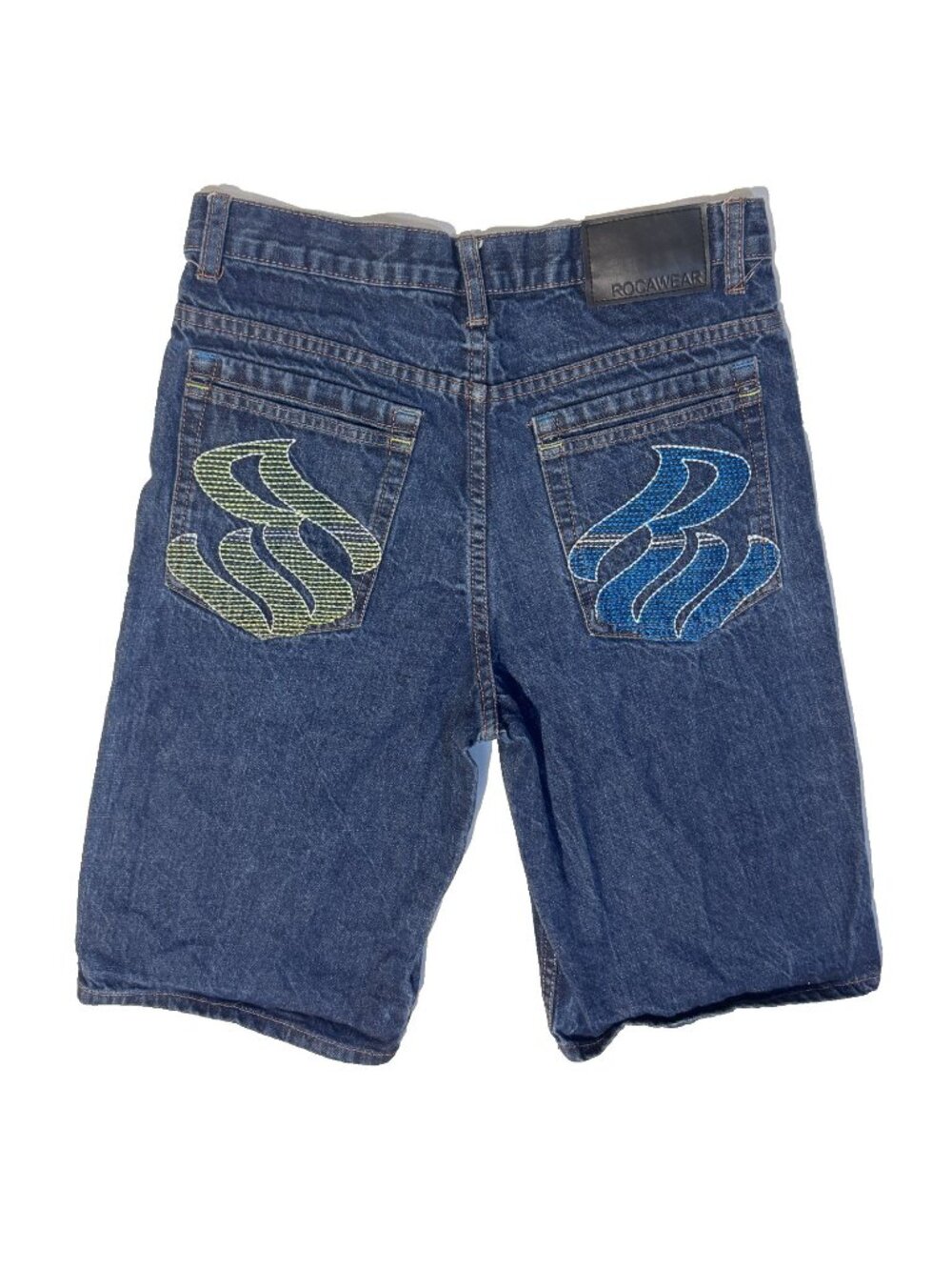 Rocawear Denim Shorts Mens Blue Embroidered Logo Hip Hop Streetwear 27